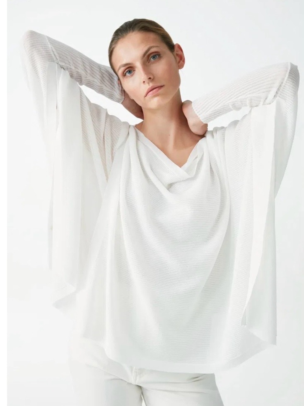 COS White Draped Cowl Neck Sweater